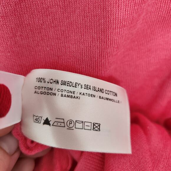 JOHN SMEDLEY Sea Island Cotton Polo Shirt M Pink Designer Knit - Picture 6 of 10
